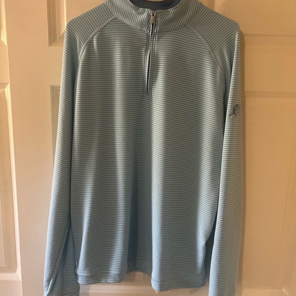 Peter Millar Seaside Light Blue Striped Quarter-Zip - Piedmont Driving Club